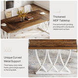 Tribesigns Dining Table for 6-8 People, 70.86-Inch Rectangle Wood Kitchen Table, Dinner Table with Heavy Duty Metal Frame for Kitchen, Living Room (Retro Brown & White, Without Chair) Tribesigns