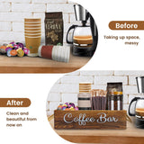 QUALLON Coffee Station Organizer with Small Removable Dividers, Wooden Coffee Bar Accessories Storage For Countertop, Farmhouse Kcup Coffee Pod Holder Basket With Handle For Coffee Lover QUALLON