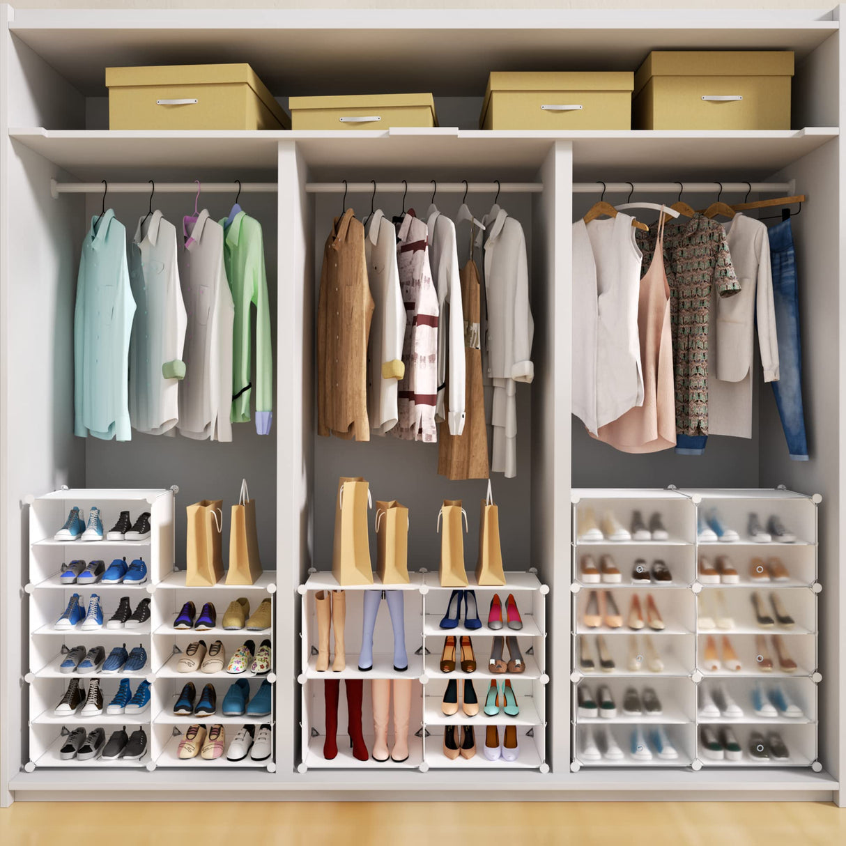 HOMICKER Shoe Storage,32 Pairs Shoe Rack Organizer for Closet Shoe Cabinet with Door Shoe Shelves for Closet,Entryway,Hallway,Bedroom HOMICKER