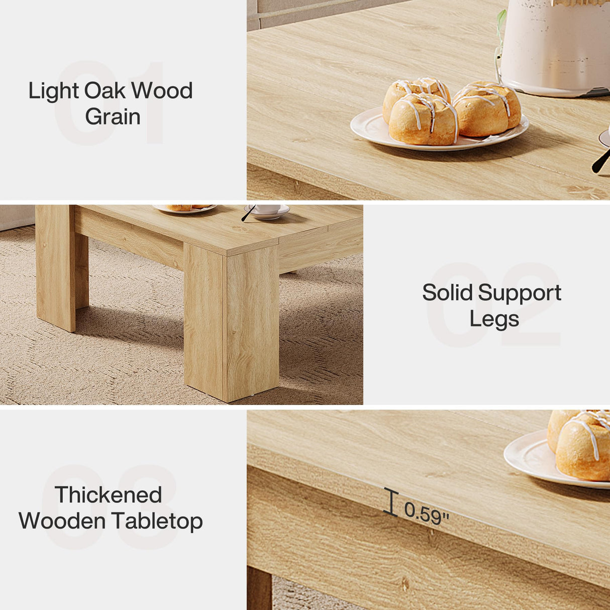 Tribesigns 38.8" Square Coffee Table, Farmhouse Wood Coffee Table, Center Table for Living Room with Sturdy Wooden Legs, Modern Home Furniture, Lignt Oak Tribesigns