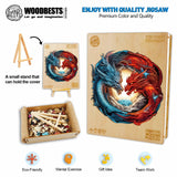 WOODBESTS Wooden Puzzle for Adults, Yin-Yang Dragon Puzzle (M, 200pcs, 11.3"x10.9") Beautiful Wooden Box, Wooden Jigsaw Puzzles Unique Shape, Birthday Gifts for Adults and Kids Family Game WOODBESTS
