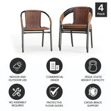 Flash Furniture Lila Modern Rattan Indoor/Outdoor Stackable Dining Chairs, Stacking Rattan Bistro Chairs for Patio or Restaurant, Set of 4, Brown Flash Furniture