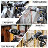 C P CHANTPOWER 20V Cordless Impact Wrench with 1/2” Chuck, Strong Motor Max Torque 450N.m, 4.0Ah Lithium-ion Battery, Variable Speed, 4PCS Sockets, Fast Charger and Tool Bag Included C P CHANTPOWER