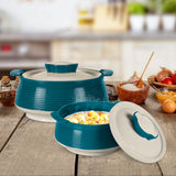 Milton Casserole for hot food, Double walled insulated inner Stainless Steel hot pot with lid, Serving box for food and roti, insulated serving bowl with lid, Set of 3 Venice, Marble Green MILTON