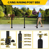 VEVIVOOVY Stainless Steel Cable Railing Post 36"(Post 34"x2"x2"),Level Drilled Railing Post with Adjustable Top Mount Cable Handrail Post,DIY Black Railing Post for Decks,Porchs,Balconies -6Pack VEVIVOOVY