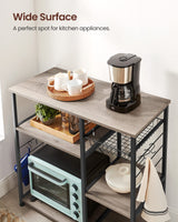 VASAGLE ALINRU Industrial Kitchen Baker's Rack with Wire Basket and Hooks in Greige and Black VASAGLE