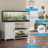 VOWNER 55-75 Gallon Fish Tank Stand, Aquarium Stand with Power Outlets, Cabinet for Fish Tank Accessories Storage, Heavy Duty Metal Frame, Suitable for Fish Tank, Turtle Tank, 1200LBS Capacity, White VOWNER