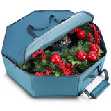 Hearth & Harbor Wreath Storage Container - Hard Shell Christmas Wreath Storage Bag with Interior Pockets, Dual Zipper and Handles - 30" Premium Wreath Storage Organizer Box Hearth & Harbor