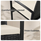 Murago 3 Pieces Wicker Patio Bistro Sets, Rattan Conversation Set with Coffee Table, for Balcony, Porch, Garden, Yard, Poolside, Black Frame with Beige Cushion Murago