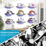 DILIBRA Set of 6 Floating Shoe Display Shelf with Lights, Glow Color Changing Clear Acrylic Shoe Shelf for Wall, Levitating Sneaker Shelves Wall Mount for Display Your Top Shoes Collection DILIBRA
