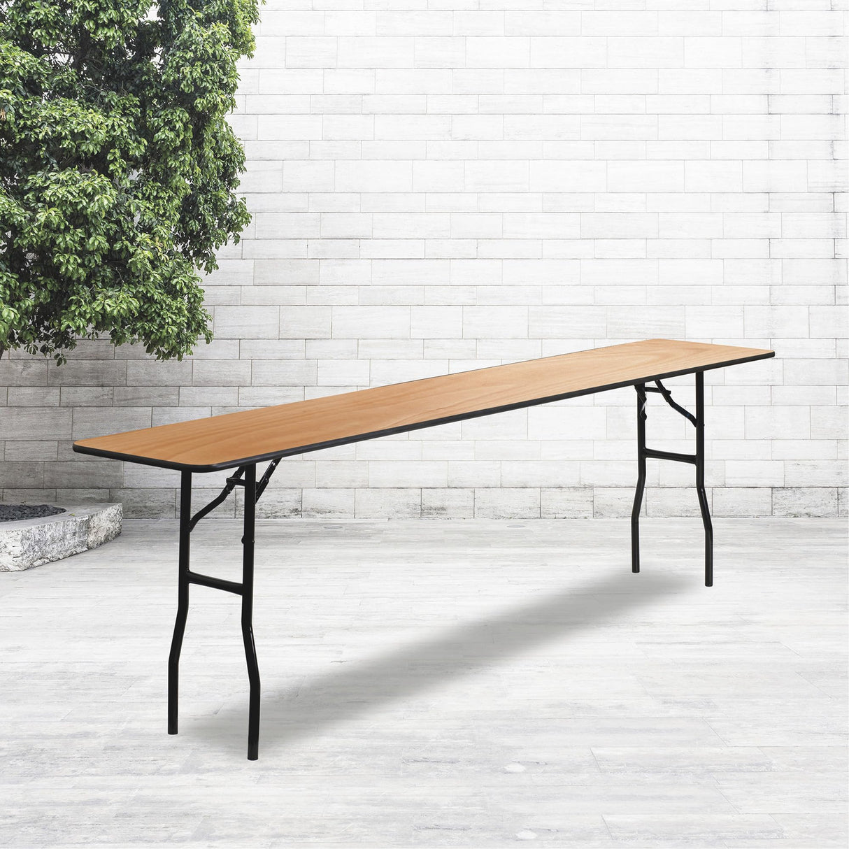 Flash Furniture Gael 8' Wood Folding Training and Event Table, Rectangular Folding Training Table with Smooth Clear Coated Finished Top, Natural Flash Furniture