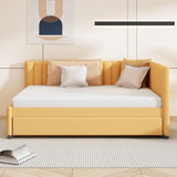 Harper & Bright Designs Full Size Upholstered Daybed with Trundle, Daybed with Wood Slats, Linen Fabric Sofa Bed Frame for Living Room Bedroom (Full, Yellow) Harper & Bright Designs