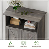 Smuxee Farmhouse Freestanding Cabinet Organizer with Barn Door and Adjustable Shelf, Wash Grey, for Bathroom, Kitchen, Living Room Smuxee