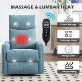 Trustyue Swivel Rocker Recliner Chair, 360° Swivel Recliner with Heat and Massage, Rocker Recliner Nursery Glider Chair with Side Pockets for Living Room (Light Blue, Fabric) Trustyue