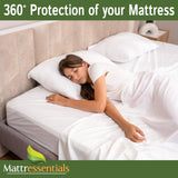 Zippered Queen Mattress Protector (14"-16" Depth) - Bed Bug Waterproof Mattress Cover, Premium Quality Hypoallergenic Encasement White Mattressentials