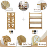 Casual Home Montego 3-Shelf Folding Bookcase, Natural , 27.5" Wide Casual Home