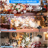 2025 Upgraded Double Head Christmas Snowflake Projector Lights Outdoor, Timing Mode, IP65 Waterproof, 360°Roating LED Christmas Lights, for Xmas Holiday Party Christmas Decoration, Indoor, Houses Kitloo