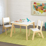 KidKraft Wooden Modern Table & 2 Chair Set, Children's Furniture, White & Natural, Gift for Ages 3-8 KidKraft