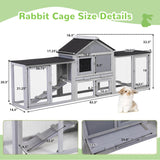 82.5” Large Wooden Rabbit Hutch Outdoor Easy to Assemble Rabbit Cage and Durable Bunny Hutch Indoor with Cleaning Tray & Waterproof Roof for Small and Medium Bunny Rabbit Chick (Grey) Nyeekoy
