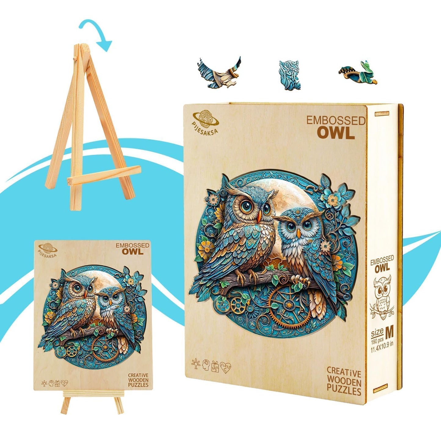 Wooden Puzzles for Adults - Embossed Owl Puzzle, Unique Shape Wooden Puzzle, Wooden Jigsaw Puzzles for Adults, Wood Puzzles Adult, Good Gift Idea for Friends and Family (L-13.4 * 12.8in -285 Pcs)