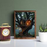 Enchanted Treehouse Library Adventure Diamond Art Kits for Adults, 5D DIY Full Drill Diamond Painting Kits for Adults Beginners, 12x16 inch Diamond Painting Kit for Wall Home Decor (No Frame) PUAGEMTI