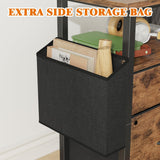 GYIIYUO 2 Drawer File Cabinet with 24'' Extended Tabletop, Mobile Filing Cabinet, Rolling Vertical File Cabinet with Side Bag, Fabric Drawer, Fits A4 Size, Home Office, Rustic Brown GYIIYUO