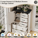 Maupvit Farmhouse 5 Drawer Dresser for Bedroom, 31.5" Tall Wood Chest of Drawers Storage Cabinet with Metal Handle for Living Room, White Maupvit