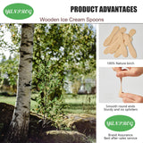 YANPROG Mini Wooden Spoons Small Tasting Spoons 3" Ice Cream Spoons 100Pcs, Natural Birch Biodegradable Compostable Wooden Cutlery for Parties, Weddings, Camping YANPROG