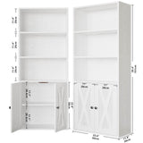 IRONCK Industrial Bookshelves and Bookcases with Doors 11.8 in Depth Set of 2 Floor Standing 5 Shelf Display Storage Shelves Bookcase Home Decor Furniture for Home, Office, Living Room, Bedroom IRONCK