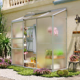 Showellgard 6x2ft Lean-to Polycarbonate Greenhouse, Small Walk-in Greenhouse, with Adjustable Roof Vent, Rain Gutter and Sliding Door, Outdoor Greenhouse for Terrace, Backyard GreenHouse 6'x2' Showellgard