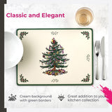 Portmeirion Christmas Tree Placemats, Set of 4 - Cork-Backed Heat Resistant Placemats for Dining Table - Hard Board with Christmas Tree Design, Stain Resistant and Durable (15.7" x 11.7") Portmeirion