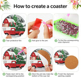 8 Pieces Christmas Diamond Art Coasters Kit, Christmas Diamond Painting Coasters, Diamonds Art Painting Kits, 5D DIY Full Drill Diamonds Arts Kits for Adults Gift & Home Decor croshom