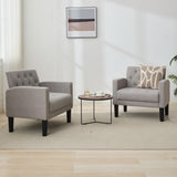 TYBOATLE Accent Chairs Set of 2 Comfy Living Room Chair Tufted Mid Century Modern Accent Chair, Cozy Upholstered Reading Arm Chair for Office, Bedroom (Light Grey, Set of 2) TYBOATLE