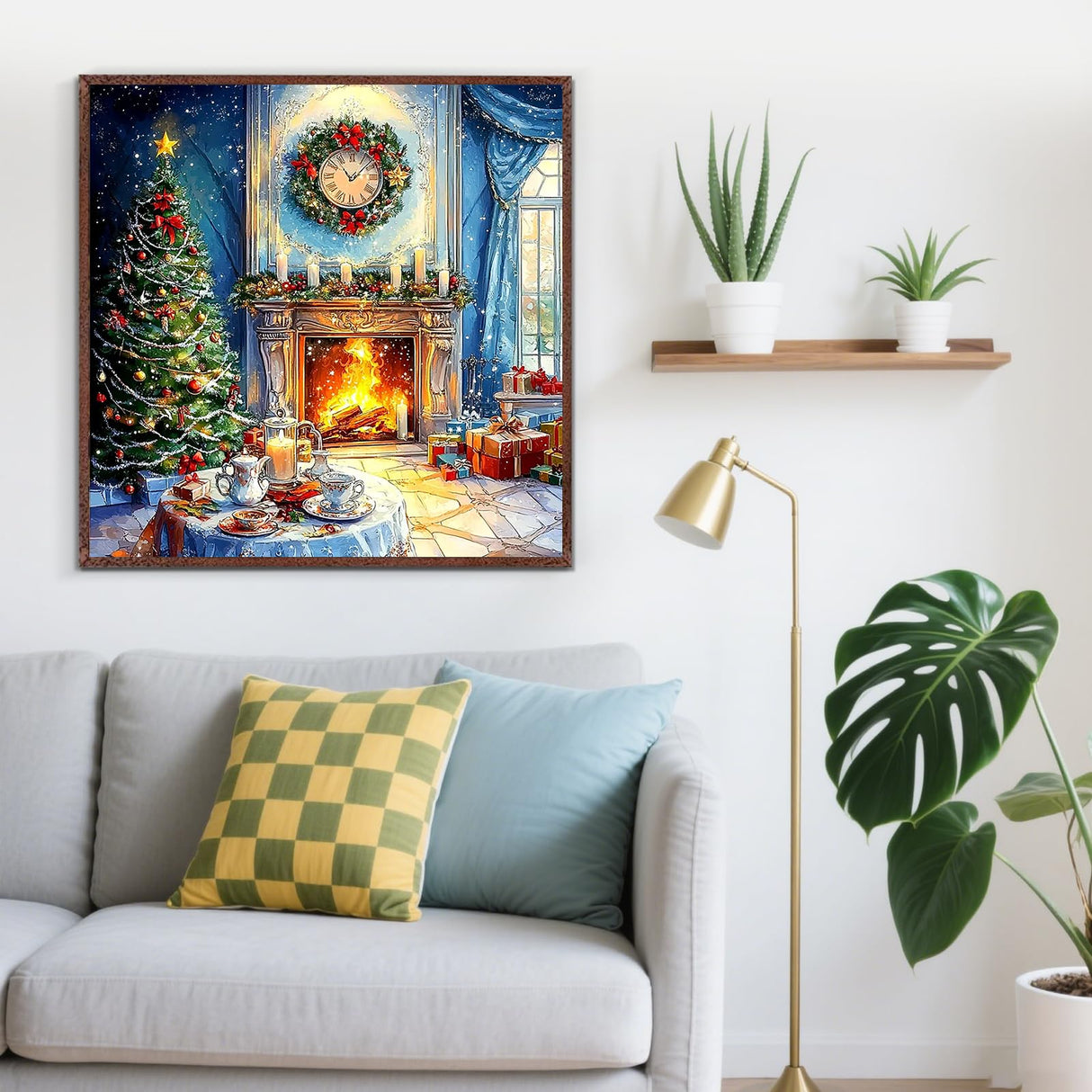 Christmas Tree Fireplace Diamond Painting Kits for Adults,5D Winter Diamond Art Kits for Adults Beginners,DIY Full Round Drill Diamond Dot Painting Gem Art Kits for Adult,Home Wall Decor 13.8x13.8 In LKHMVCA