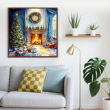 Christmas Tree Fireplace Diamond Painting Kits for Adults,5D Winter Diamond Art Kits for Adults Beginners,DIY Full Round Drill Diamond Dot Painting Gem Art Kits for Adult,Home Wall Decor 13.8x13.8 In LKHMVCA
