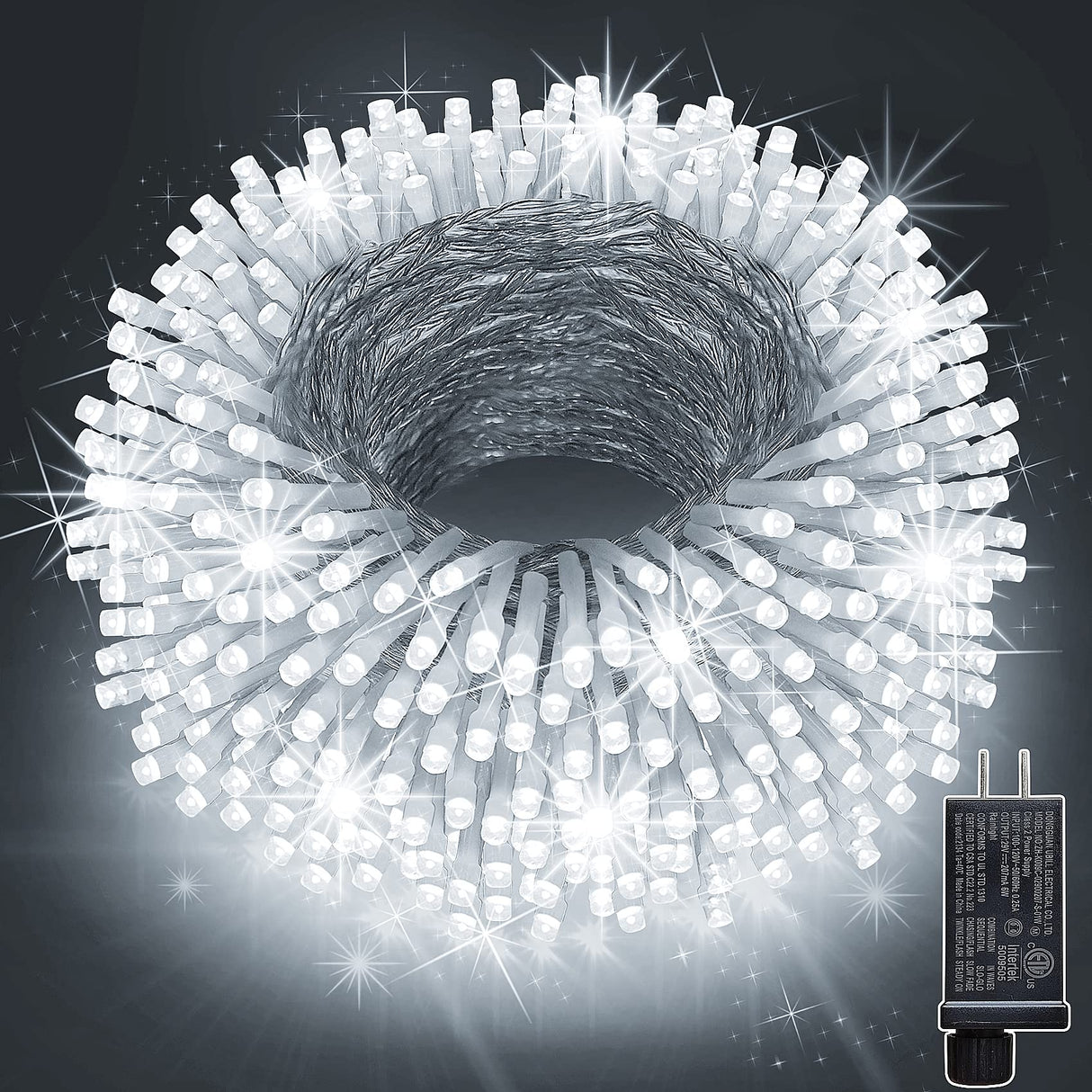 KNONEW 197FT 500 LED Christmas Lights Outdoor String Lights 8 Modes & Memory Fairy Light Plug in Waterproof LED String Lights for Xmas Yard Tree Wedding Party Holiday Decorations (Cool White) KNONEW