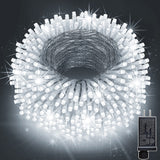 KNONEW 197FT 500 LED Christmas Lights Outdoor String Lights 8 Modes & Memory Fairy Light Plug in Waterproof LED String Lights for Xmas Yard Tree Wedding Party Holiday Decorations (Cool White) KNONEW
