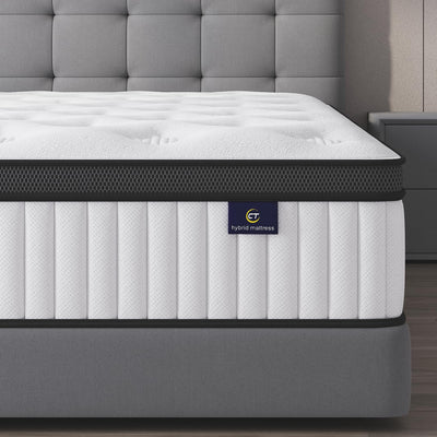 cemtip Full Size Mattress, 10 Inch Hybrid Mattress in a Box, Memory Foam and Pocket Springs, Fiberglass Free, Soft and Breathable, Medium Firm Feel