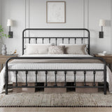 Yaheetech Classic Metal Platform Bed Frame Mattress Foundation with Victorian Style Iron-Art Headboard/Footboard/Under Bed Storage/No Box Spring Needed/King Size Black Yaheetech