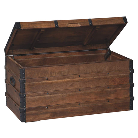 Signature Design by Ashley Kettleby Vintage Wood Storage Trunk or Coffee Table with Lift Top 19", Brown Signature Design by Ashley