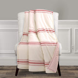 Lush Decor Throw Blanket Farmhouse Stripe, 60" x 50", Red Lush Decor