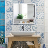 ALIMORDEN Medicine Cabinet with Mirror and Shelves, Bathroom Wood Wall Cabinet Over The Toilet, Vanity, Recessed or Surface Mount, 30.07 Inch x 30 Inch, White ALIMORDEN