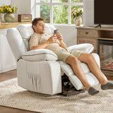 Jocisland Oversized Power Lift Recliner Chairs for Adults, Electric Lazy Boy Recliners for Elderly with USB Port, Large Lay Flat Reclining Sofa for Living Room Bedroom, Faux Leather, White Jocisland