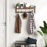 AMBIRD Wall Hooks with Shelf 26.57inch Entryway Wall Hanging Shelf Wood Coat Hooks for Wall with Shelf Coat Rack Wall Mount Rack with 5 Dual Hooks 3 Key Hooks Mail Organizer and Key Rack Key Holder AMBIRD