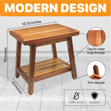 ENKEZI Shower Stool Bench Chair Waterproof with Storage Shelf for Shaving Legs, Spa, Bath Seat, Inside Shower Bench for Adults Seniors Elderly, Outdoor Side Table, Patio, Pool, End Table (16 Inches) ENKEZI