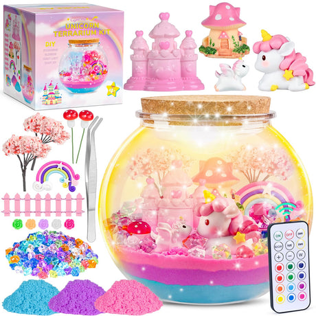 Ingbear Unicorn Terrarium Kit for Kids, Arts and Crafts for Kids Age 4-6 Sand Toys for Girls Ages 4-8 5-7 9 10 Year Old Birthday Christmas Gifts Ingbear