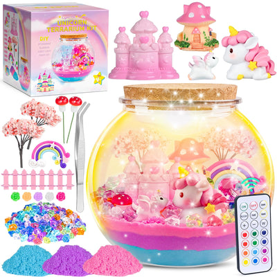Ingbear Unicorn Terrarium Kit for Kids, Arts and Crafts for Kids Age 4-6 Sand Toys for Girls Ages 4-8 5-7 9 10 Year Old Birthday Christmas Gifts