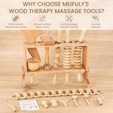 Meifuly 13 in 1 Wood Therapy Massage Tools with Luxury Storage Shelf, Complete Maderotherapia Wooden Massager Kit for Body Shaping, Lymphatic Drainage, Muscle Pain Relief, Anti-Cellulite Meifuly