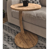 Furpinea C Shaped End Table for Couch Small Places, Space Saver Round Side Table for Sofa and Bedside with Wheels, Coffee and Eating Snack Time Tray for Living Room, Office (Natural) Furpinea