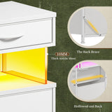 Dresser for Bedroom with Charging Station and LED Lights Dressers & Chest of Drawers with 12 Fabric Drawers Organizer with 10MM Thick Acrylic Sheet for Living Room, White Romorgniz